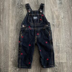 Oshkosh B’Gosh Vintage Vestbak Baby Boy Denim Overalls Dark Blue - Size 6 Months